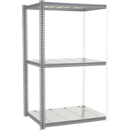 Global Industrial High Cap. Add-On Rack 48Wx24Dx60H 3 Levels Steel Deck 1500lb Per Level GRY 581046GY